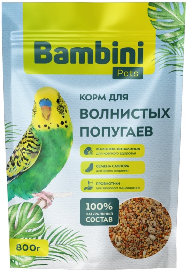 Bambini Pets корм для волнистых попугайчиков 800 г